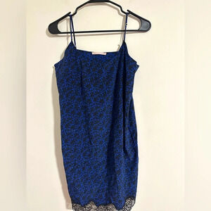 Stella McCartney Silk lingerie slip lace printed blue black